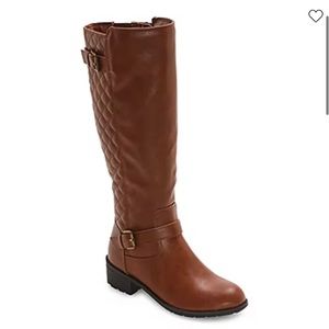 St. John's Bay Womens Darling Stacked Heel Riding Boots - Wide Calf